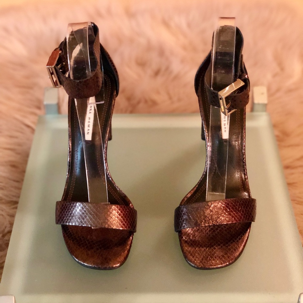 Zara Snake Embossed Leather Sandal - Picture 6 of 7